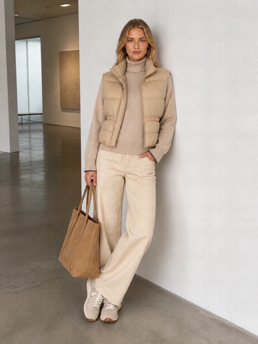 Brunello cucinelli gilet wide leg trousers outfit