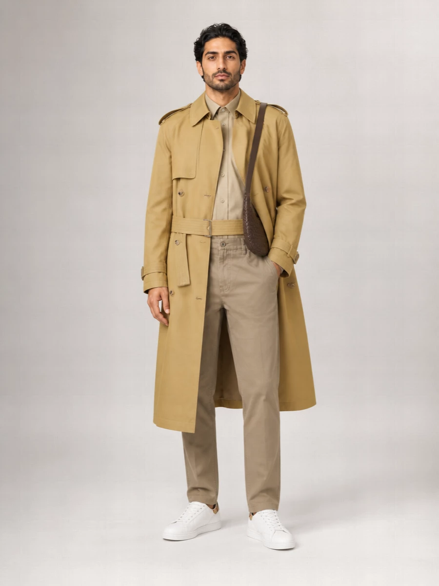 Burberry Cotton Double-Breasted Belted Trench Coat