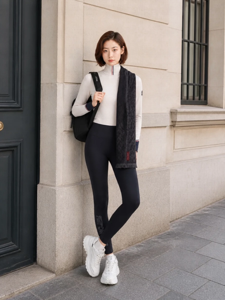 Alpine sport leggings outfit with turtleneck