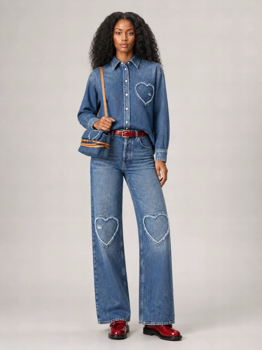 Moschino Cotton Heart Denim Shirt