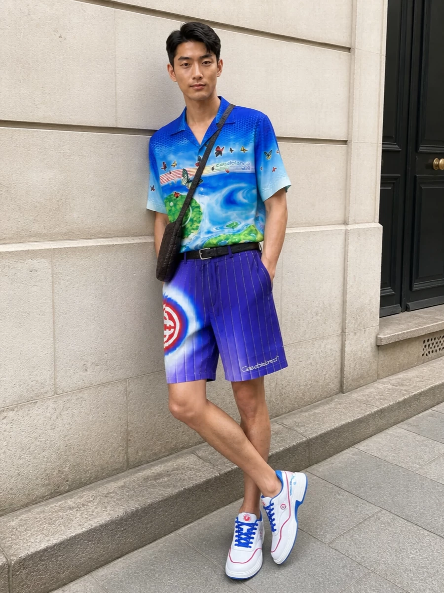 Casablanca resort shirt shorts summer outfit