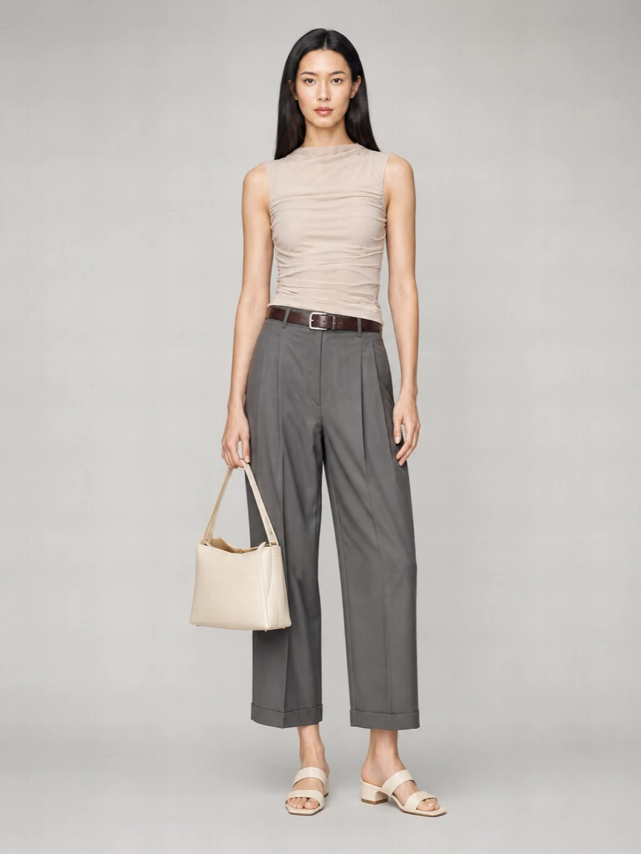 Soeur Virgin Wool Pleated Cropped Trousers