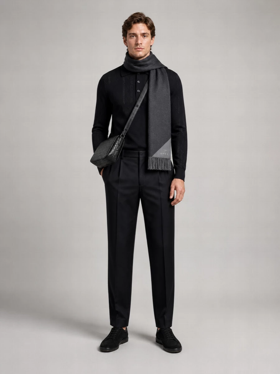 Dries Van Noten Fine-Knit Virgin Wool Cotton Long-Sleeve Polo Cardigan