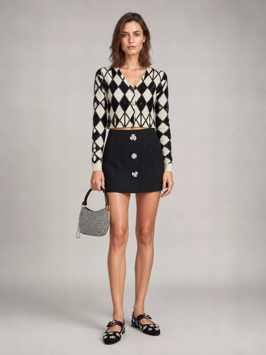 Blumarine Embroidered Wool Cashmere Cardigan
