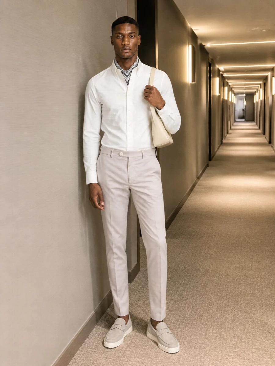 Brunello cucinelli shirt beige trousers loafers
