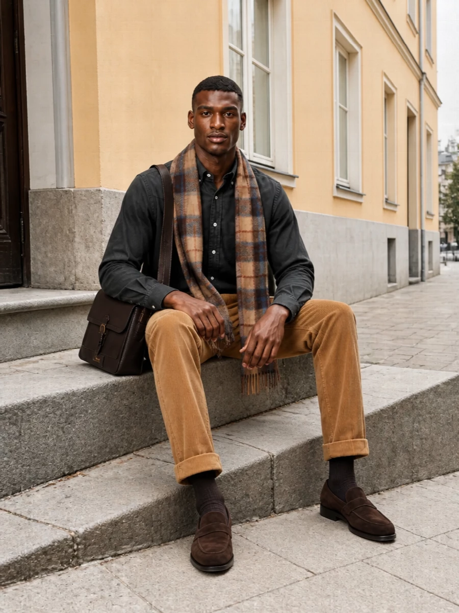 Polo ralph lauren corduroy shirt camel trousers