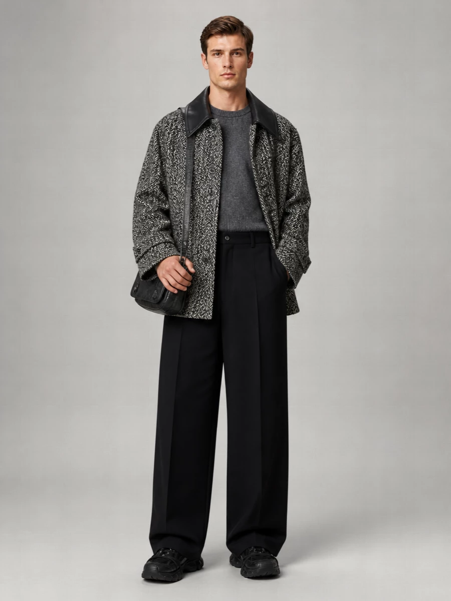 Balenciaga Wool Blend Two Tone Coat