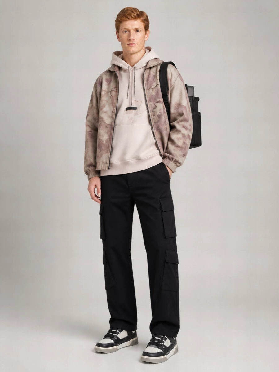Represent Cotton Printed Oversized Hooded Jacket