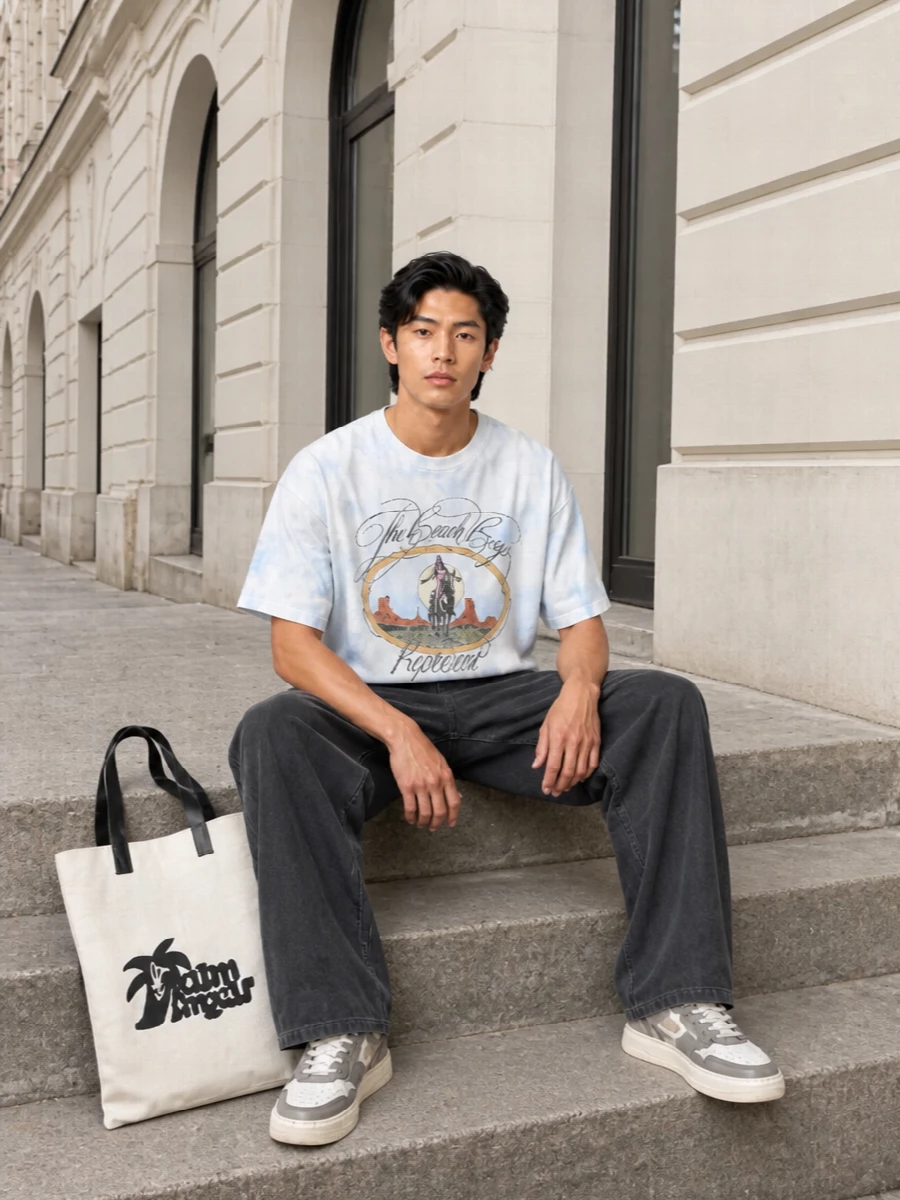 Represent beach boys tee wide leg jeans sneakers