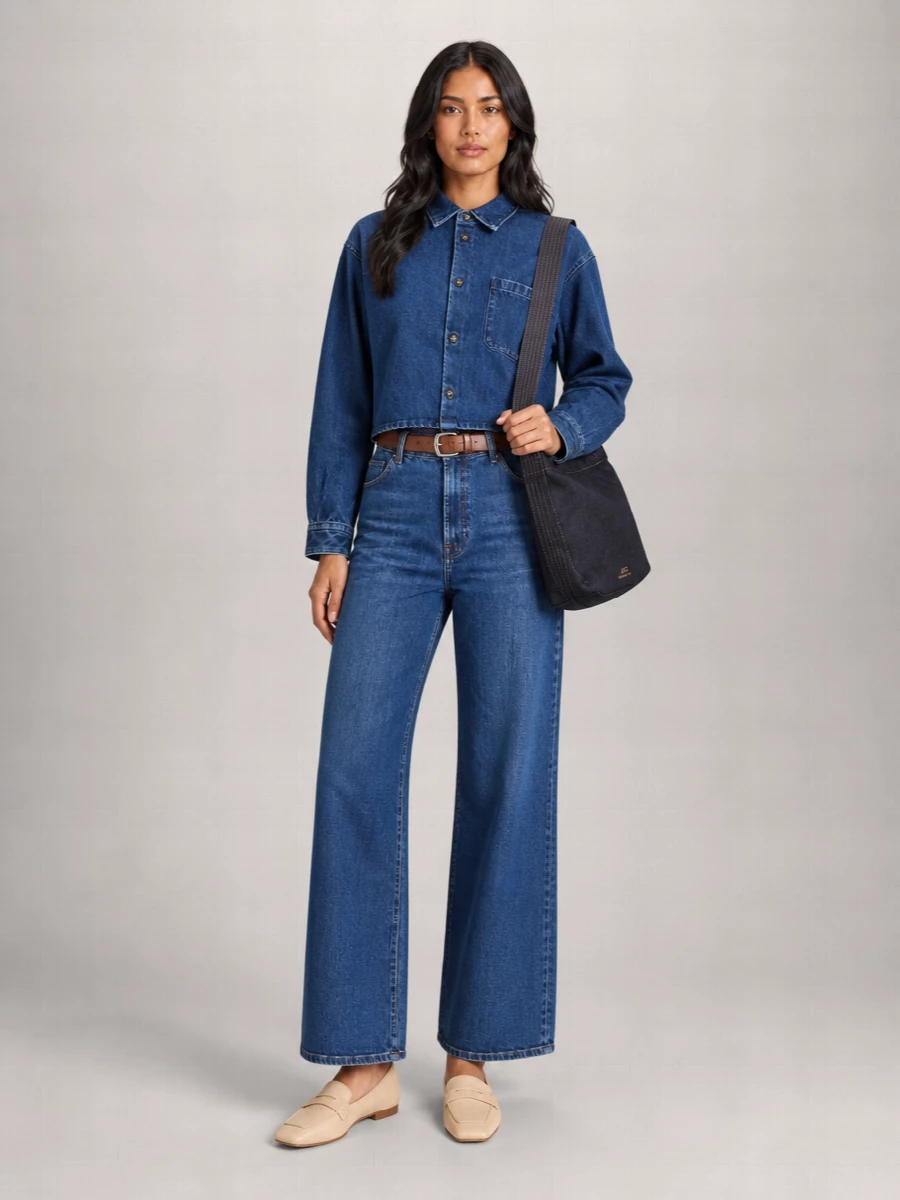7 For All Mankind denim wide-leg trousers