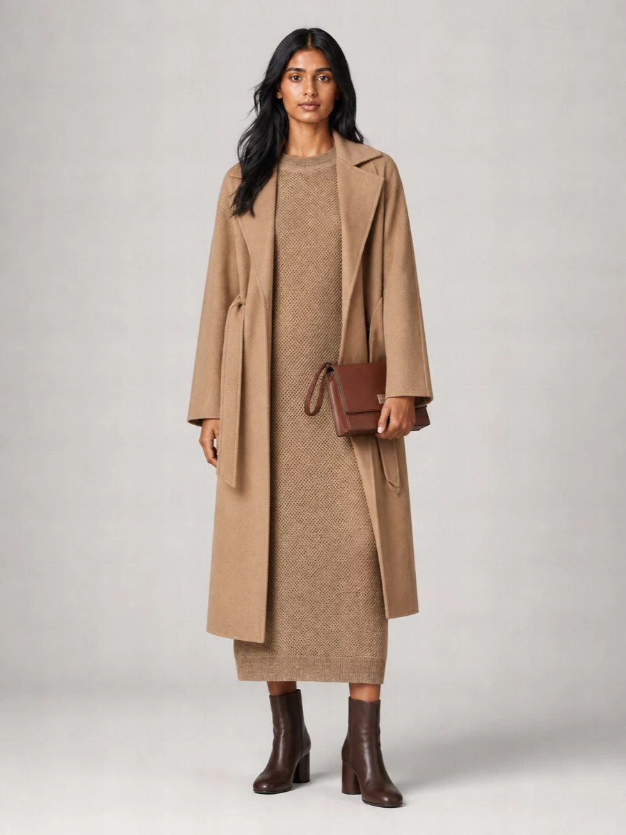 Max Mara Alpaca Wool Silk Long Coat