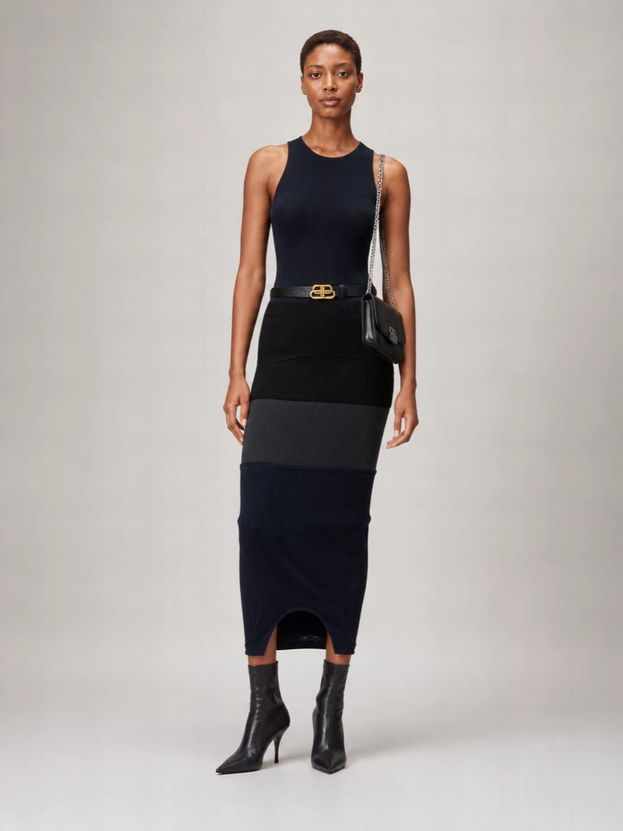Balenciaga Cotton Ribbed Sleeveless Cutout Maxi Dress