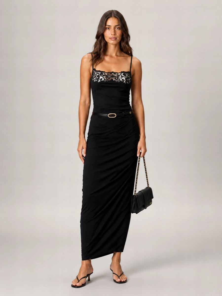 Jacquemus Viscose Floral-Embroidered Asymmetric Draped Maxi Dress