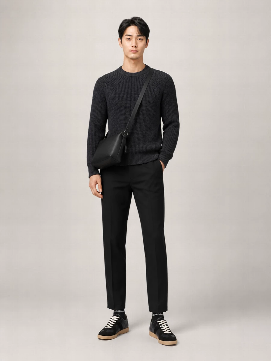 Comme Des Garçons Homme Wool Colorblock Crew-Neck Sweater