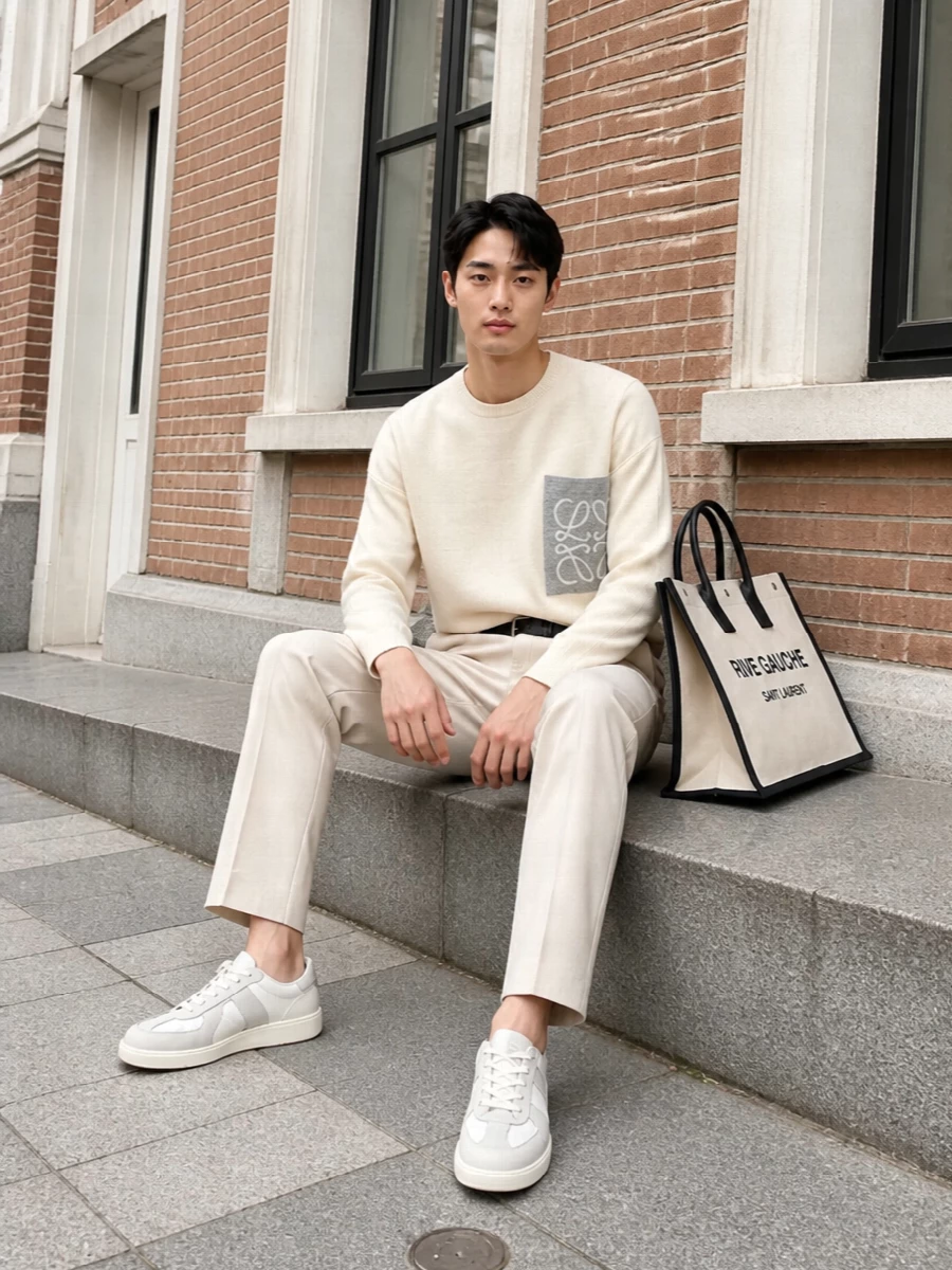 Loewe sweater etro trousers margiela sneakers