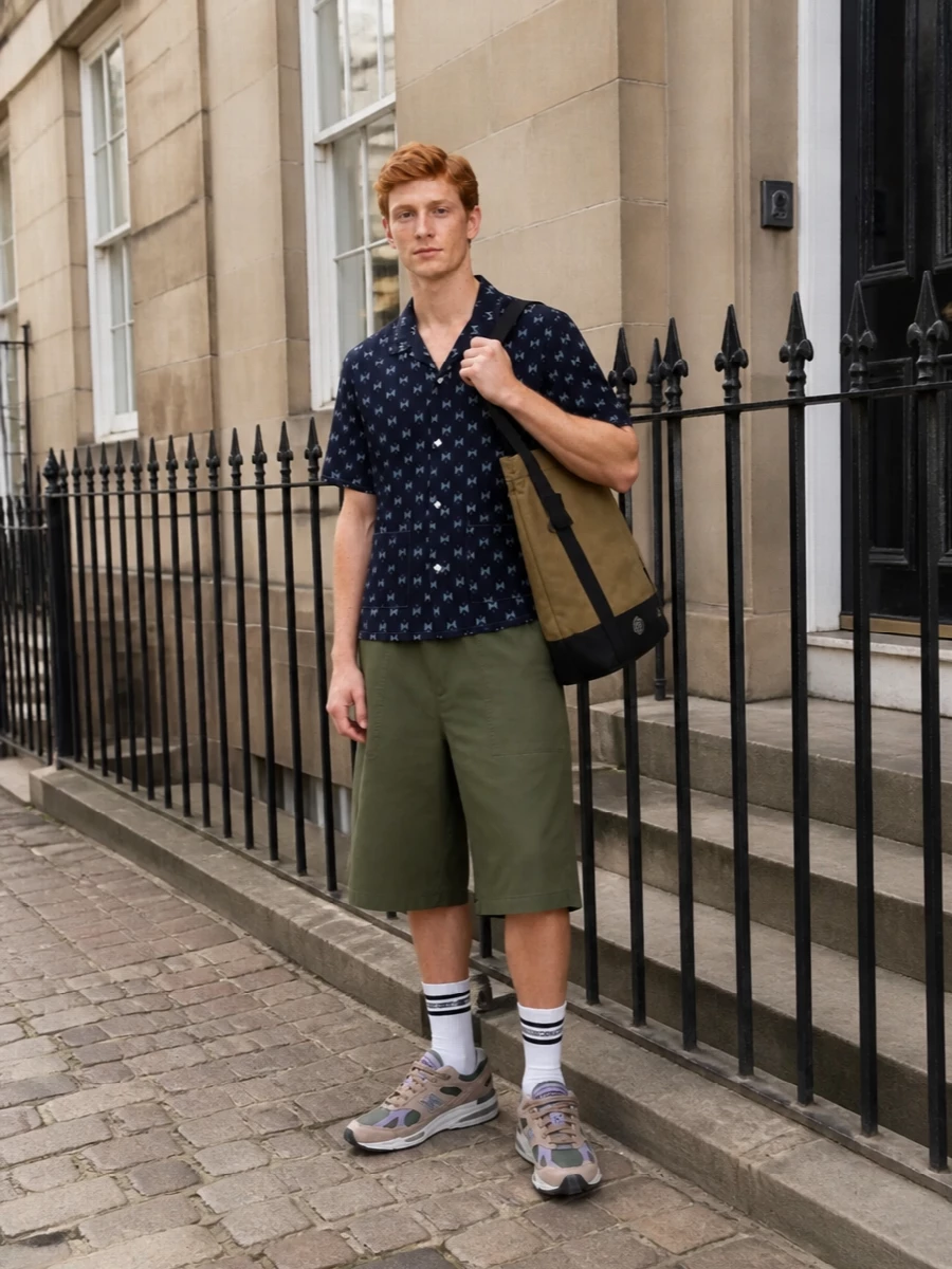 Needles camp shirt cargo shorts new balance