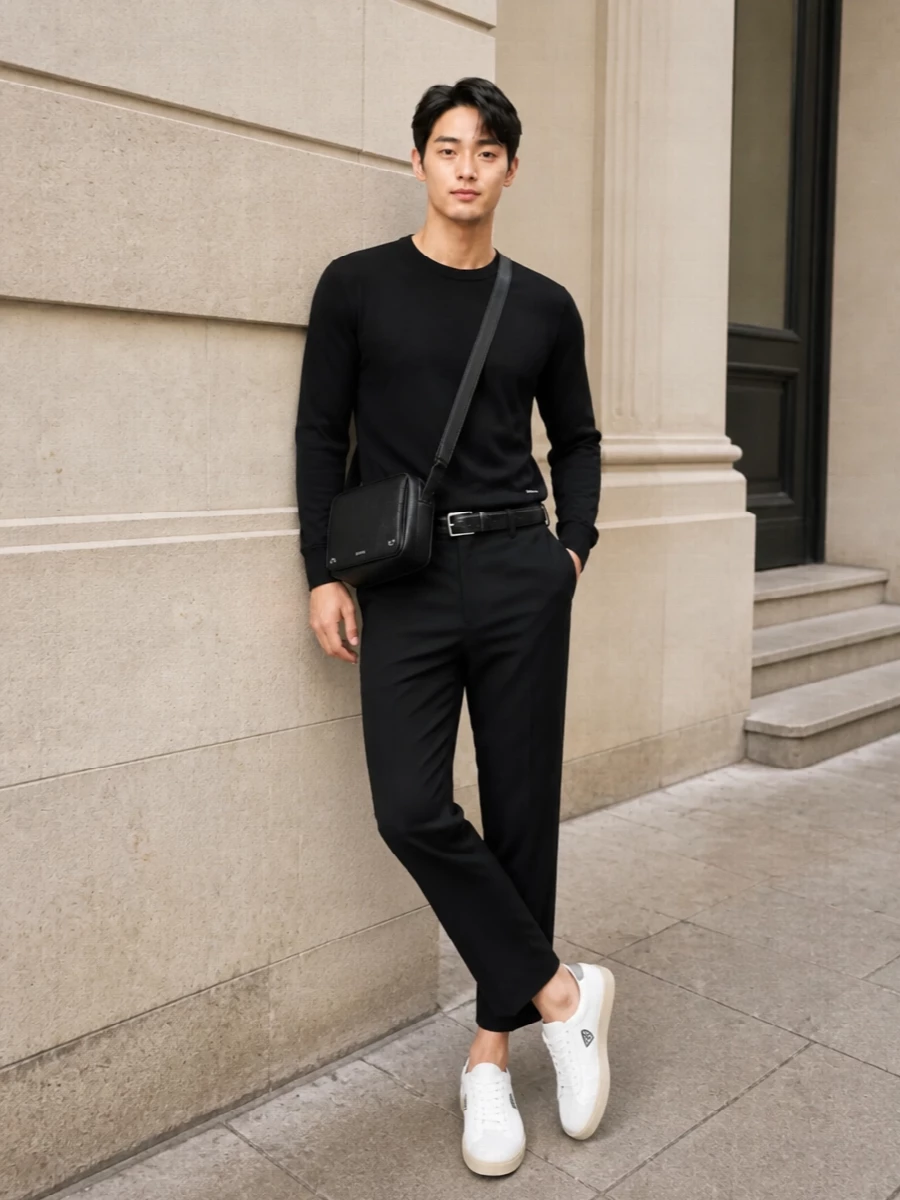 Prada black jumper cropped trousers outfit