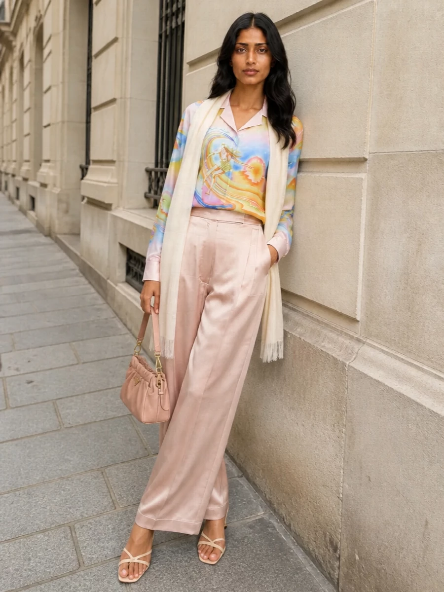 Casablanca sunrise shirt satin trousers outfit
