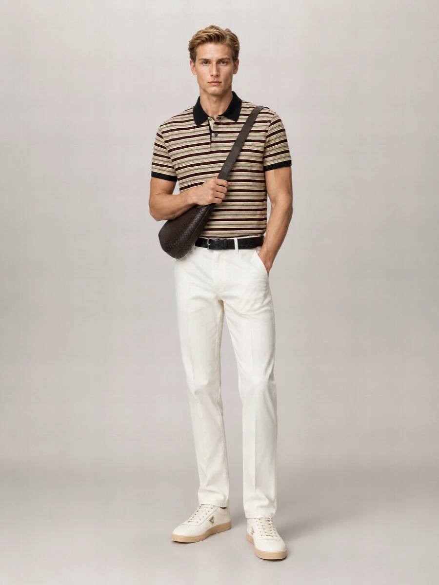 Prada Striped Short-Sleeve Polo Shirt