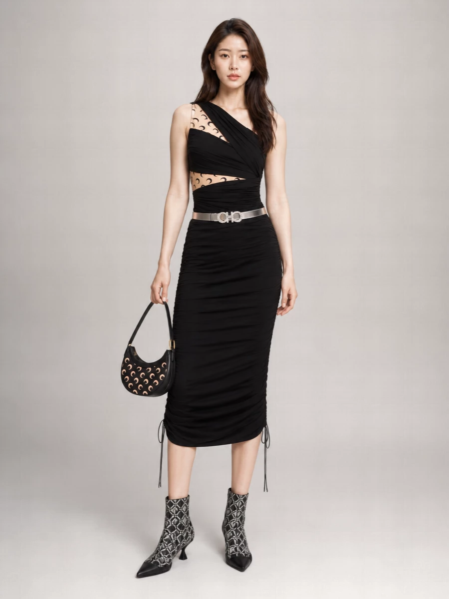 Marine Serre Stretch Nylon Midi Dress