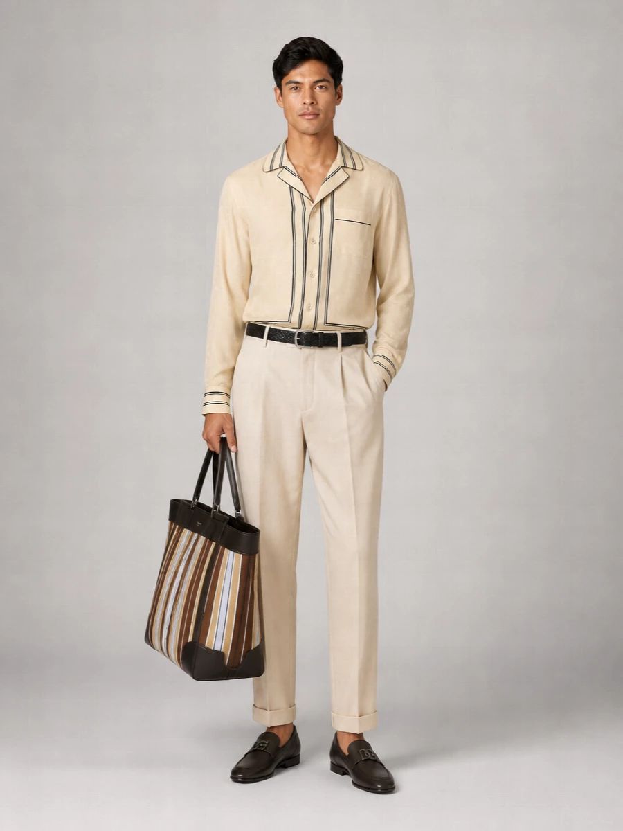Dolce&Gabbana Silk Printed Long-Sleeve Shirt