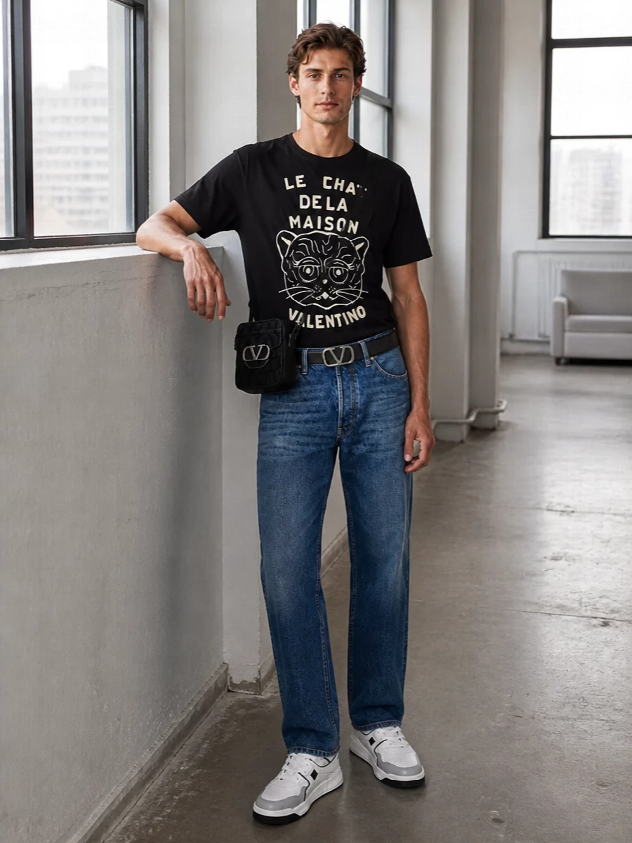 Valentino graphic tee relaxed jeans outfit