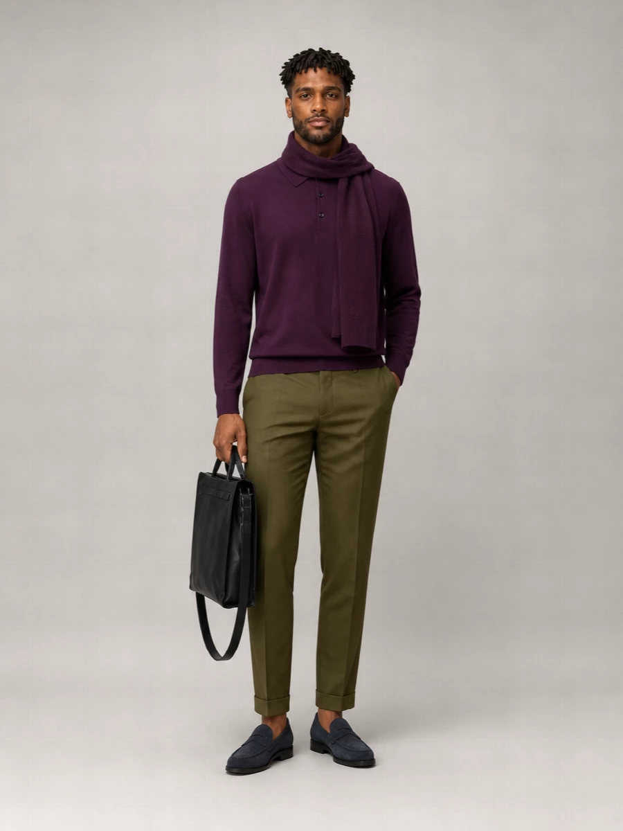 John Smedley Merino Wool Long-Sleeve Polo Shirt
