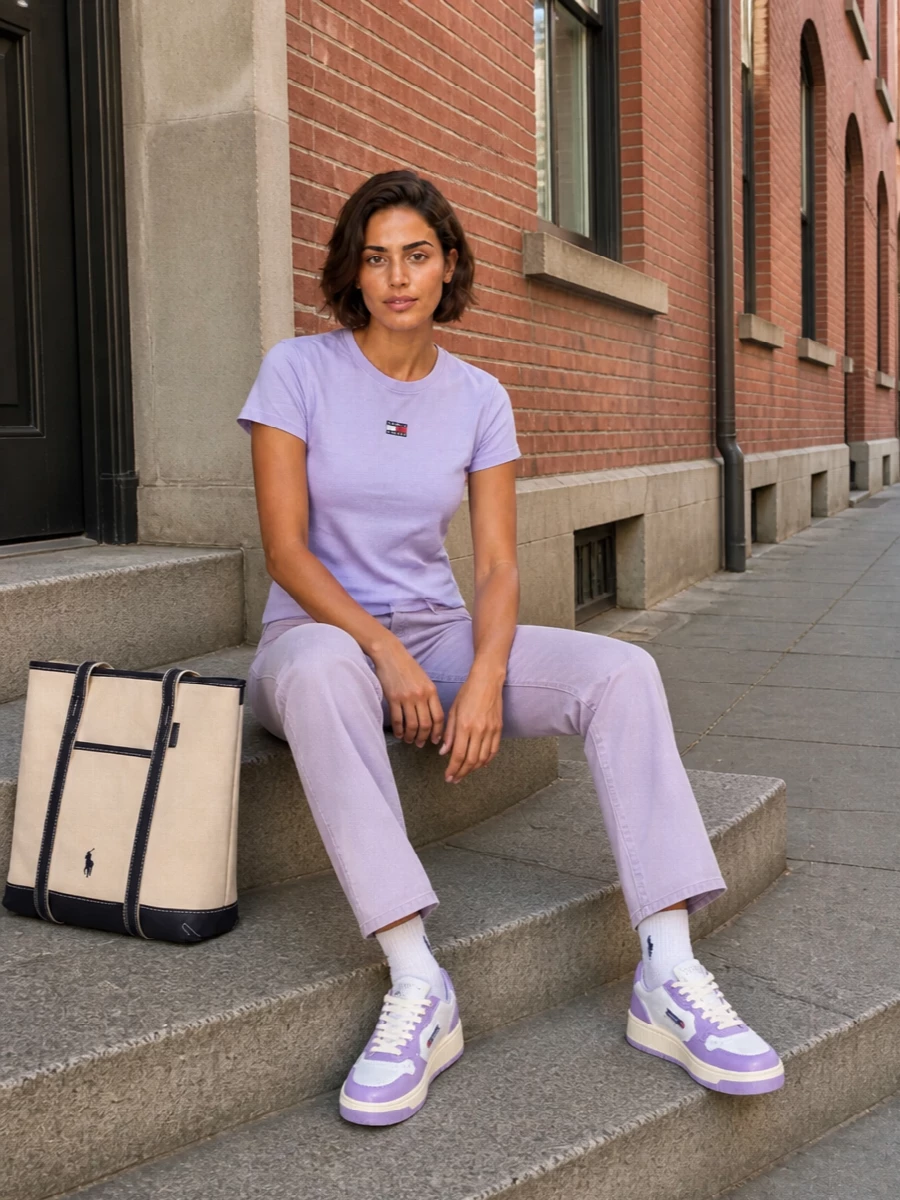 Tommy hilfiger lilac tee jeans autry sneakers