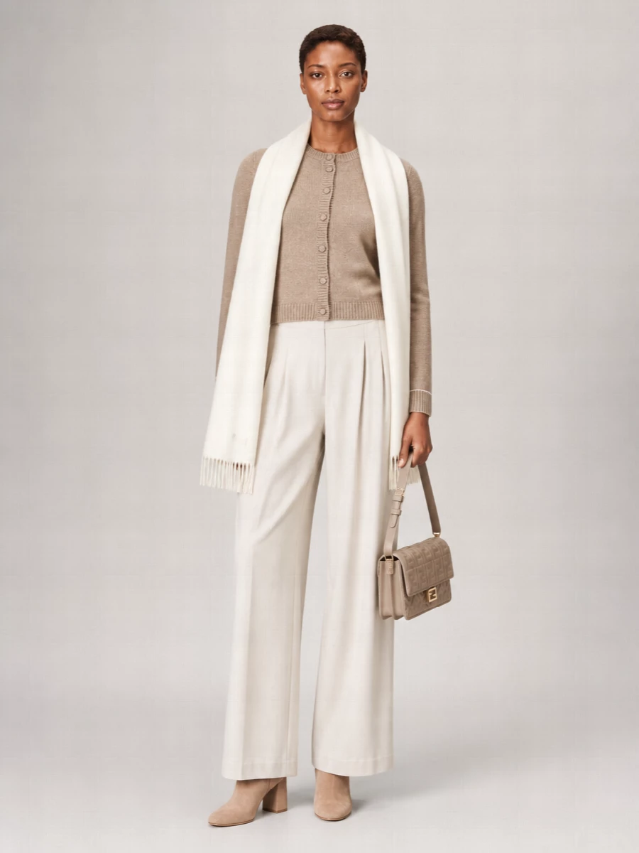 Fabiana Filippi Wool Silk Cashmere Ribbed Long-Sleeve Cardigan