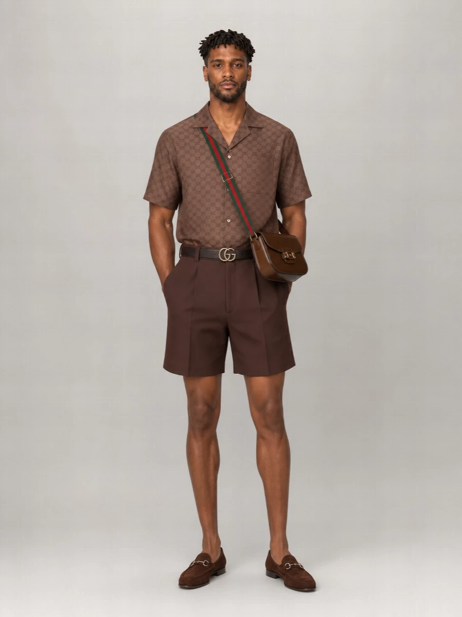 Gucci Linen Blend Short-Sleeve Bowling Shirt
