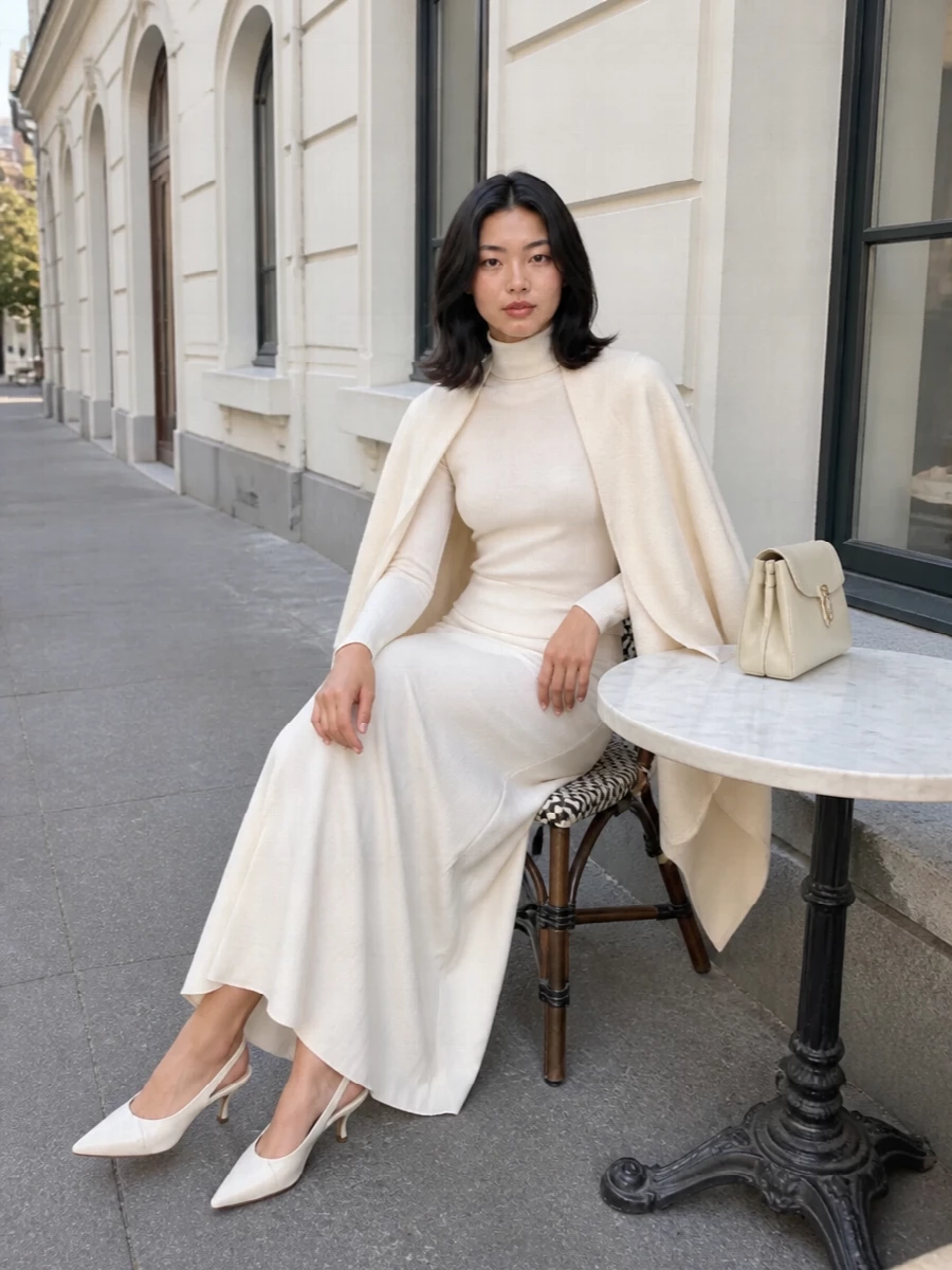 Fabiana filippi ivory maxi skirt outfit turtleneck