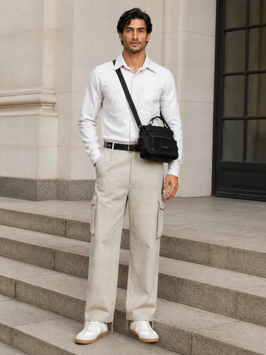 Maison margiela cargo trousers white shirt sneakers