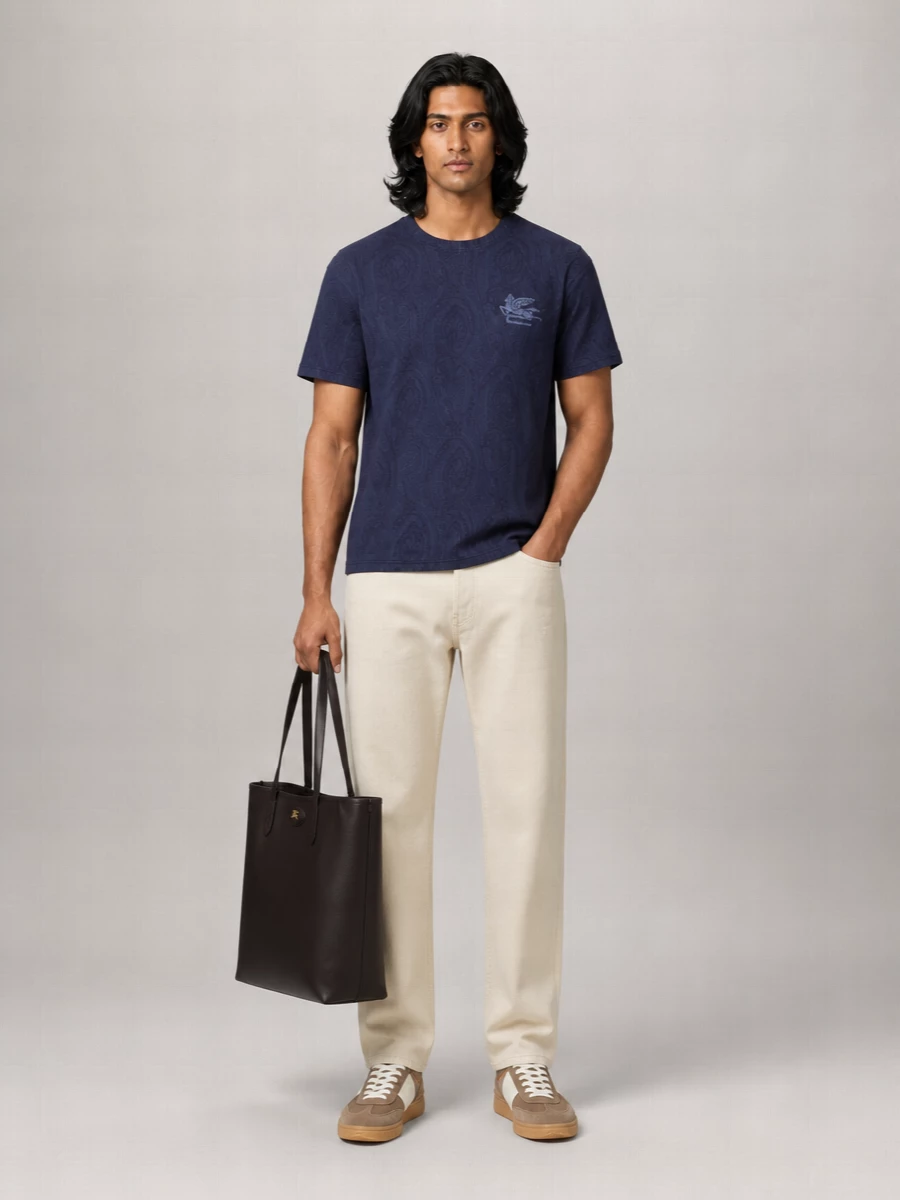 Etro Cotton Paisley Print Short-Sleeve T-Shirt
