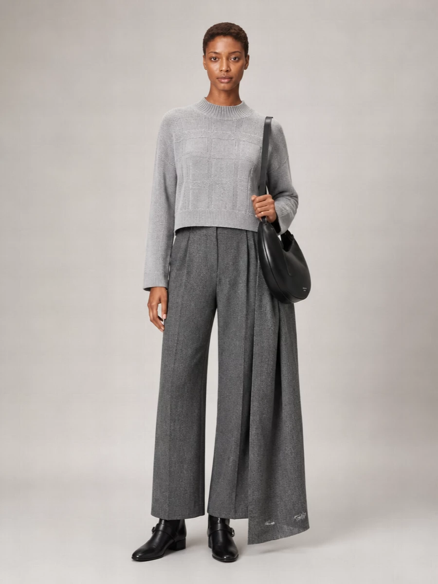 Emporio Armani Wool Cashmere Textured Mock Neck Sweater
