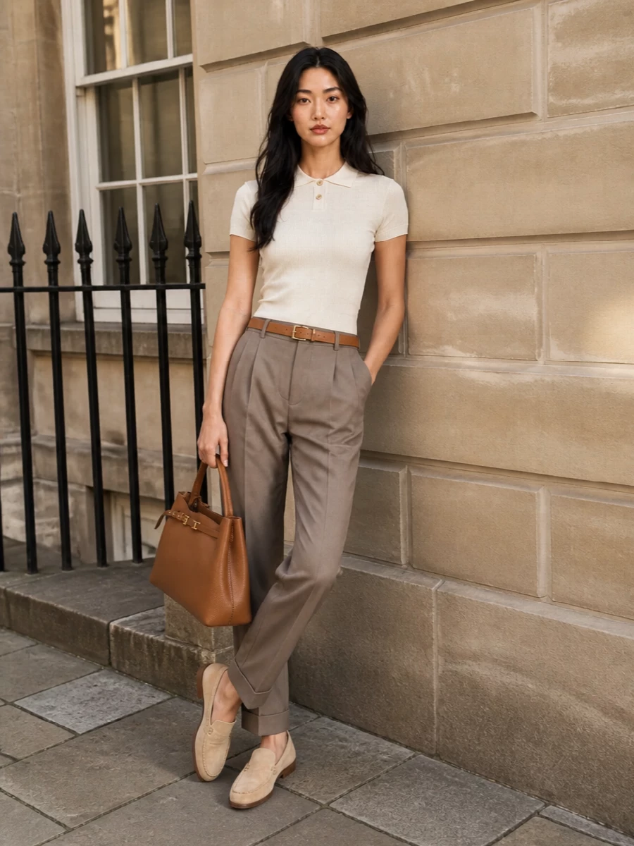 Dsquared2 taupe trousers tods loafers tote