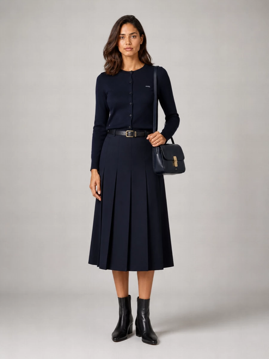 A.p.c. Cotton Pleated Midi Skirt