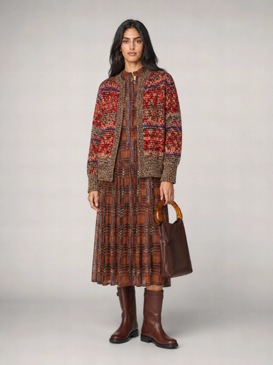 Dries Van Noten Cashmere Wool Oversized Jacquard Cardigan