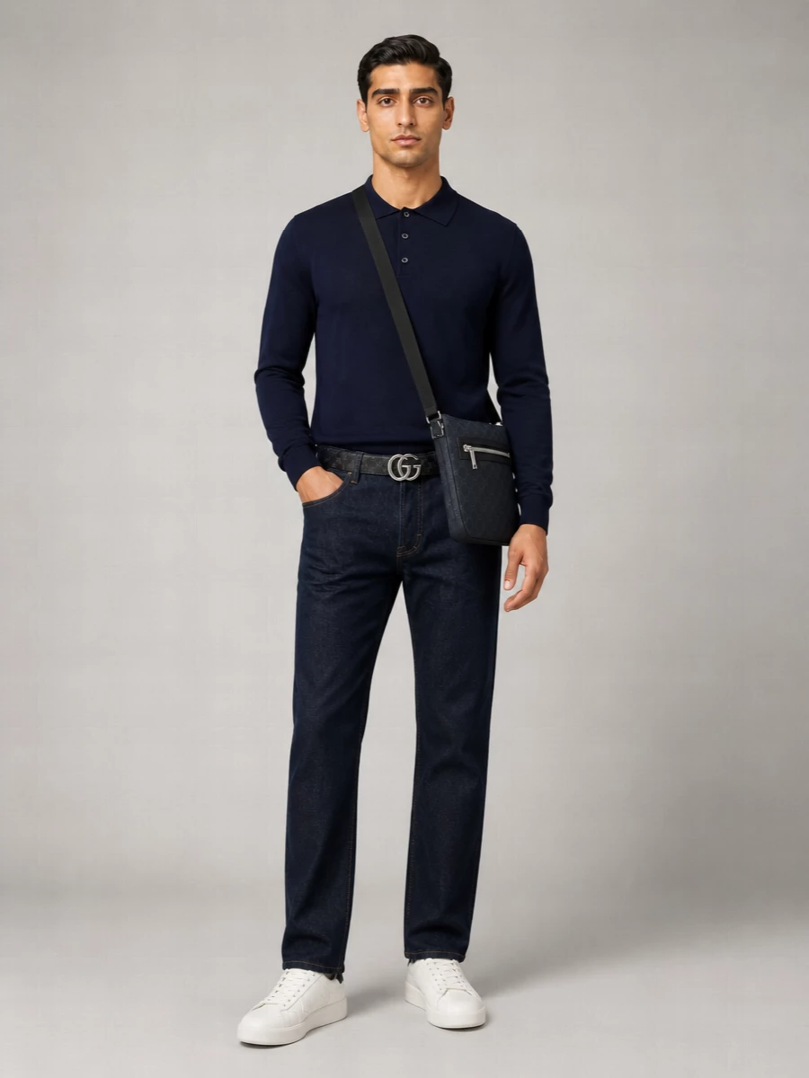 Golden Goose Virgin Wool Long-Sleeve Polo Shirt