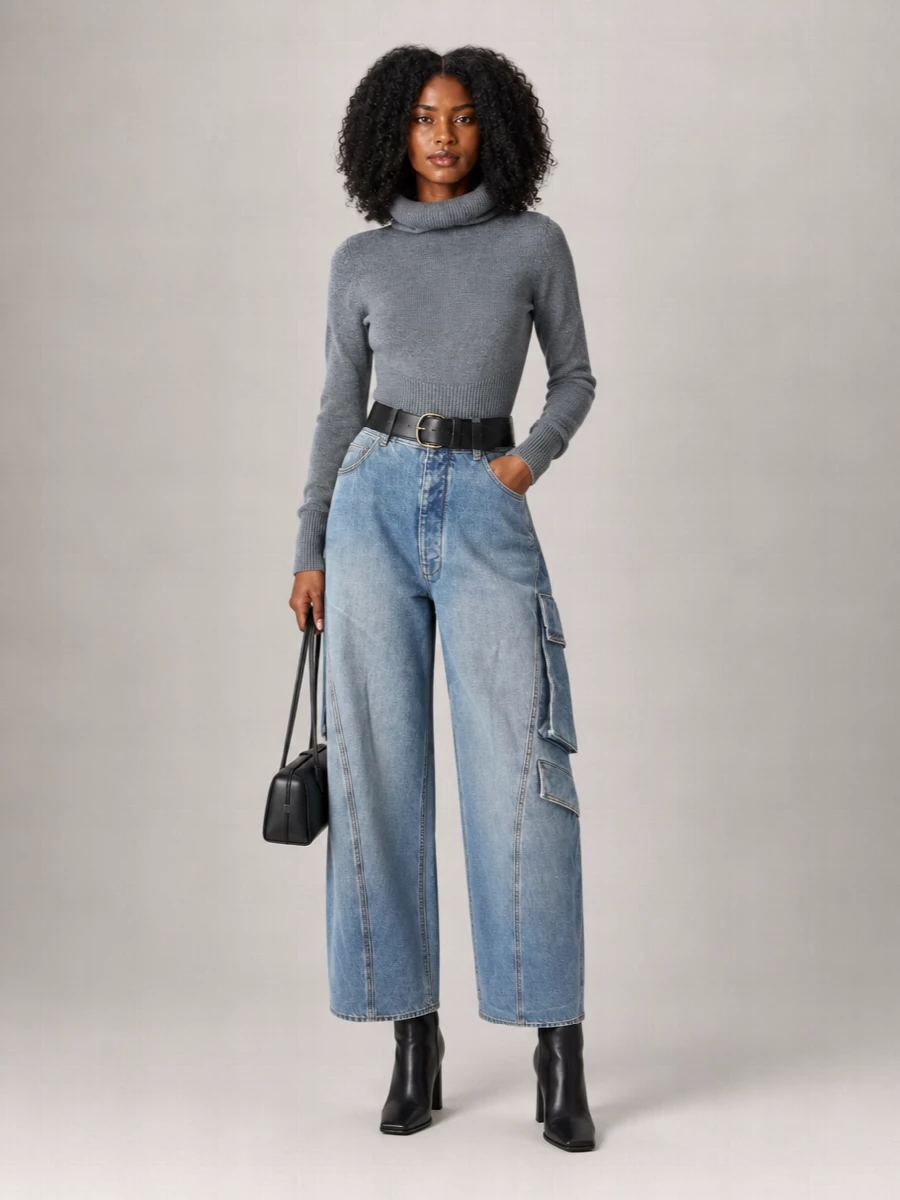 Alaïa Denim Wide-Leg Trousers