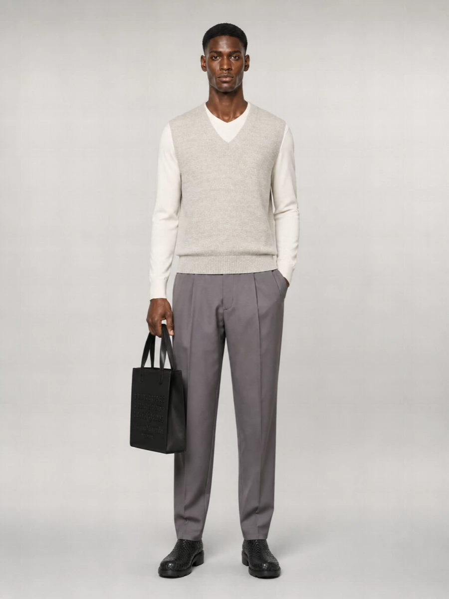 Maison Margiela Mélange Bouclé Knit V-Neck Vest