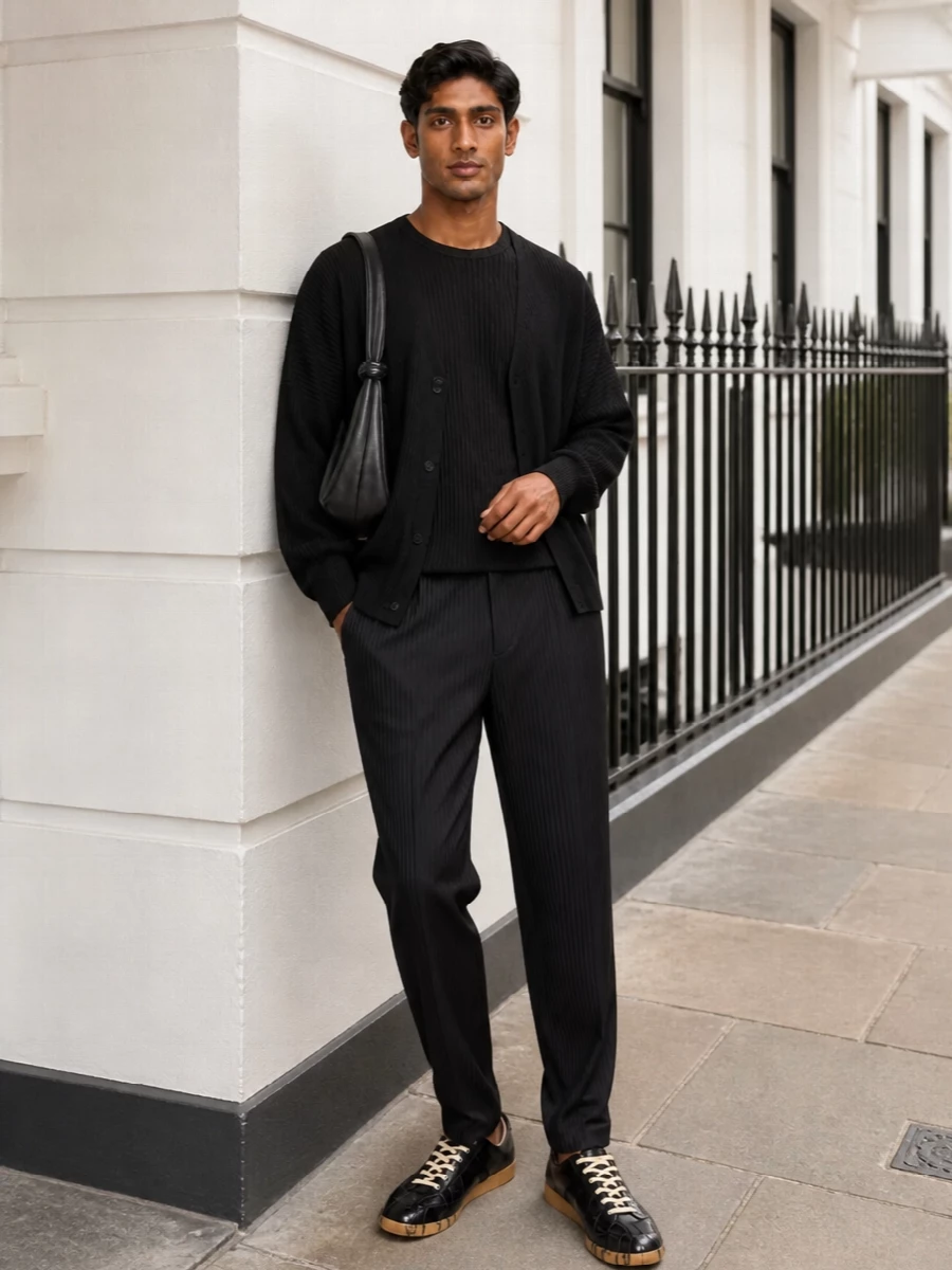 Homme plisse pleated cardigan margiela outfit