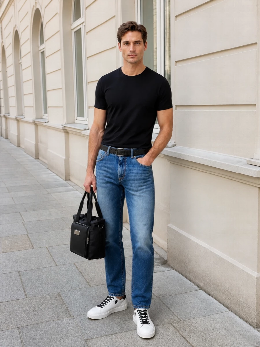 Dolce gabbana black tshirt jeans sneakers outfit