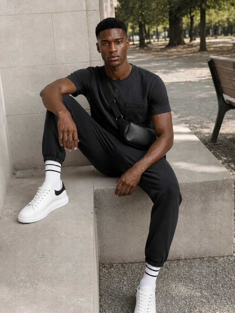 Alexander mcqueen joggers chunky sneakers outfit