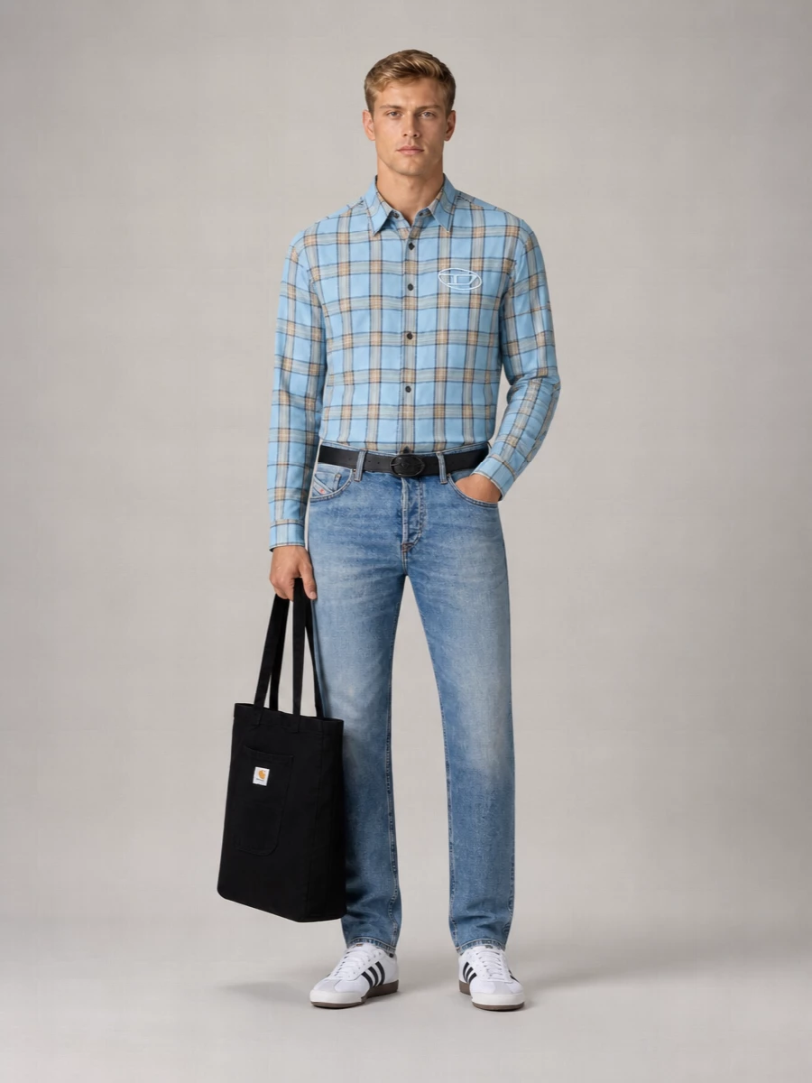 Diesel Denim Mid-Rise Tapered Jeans
