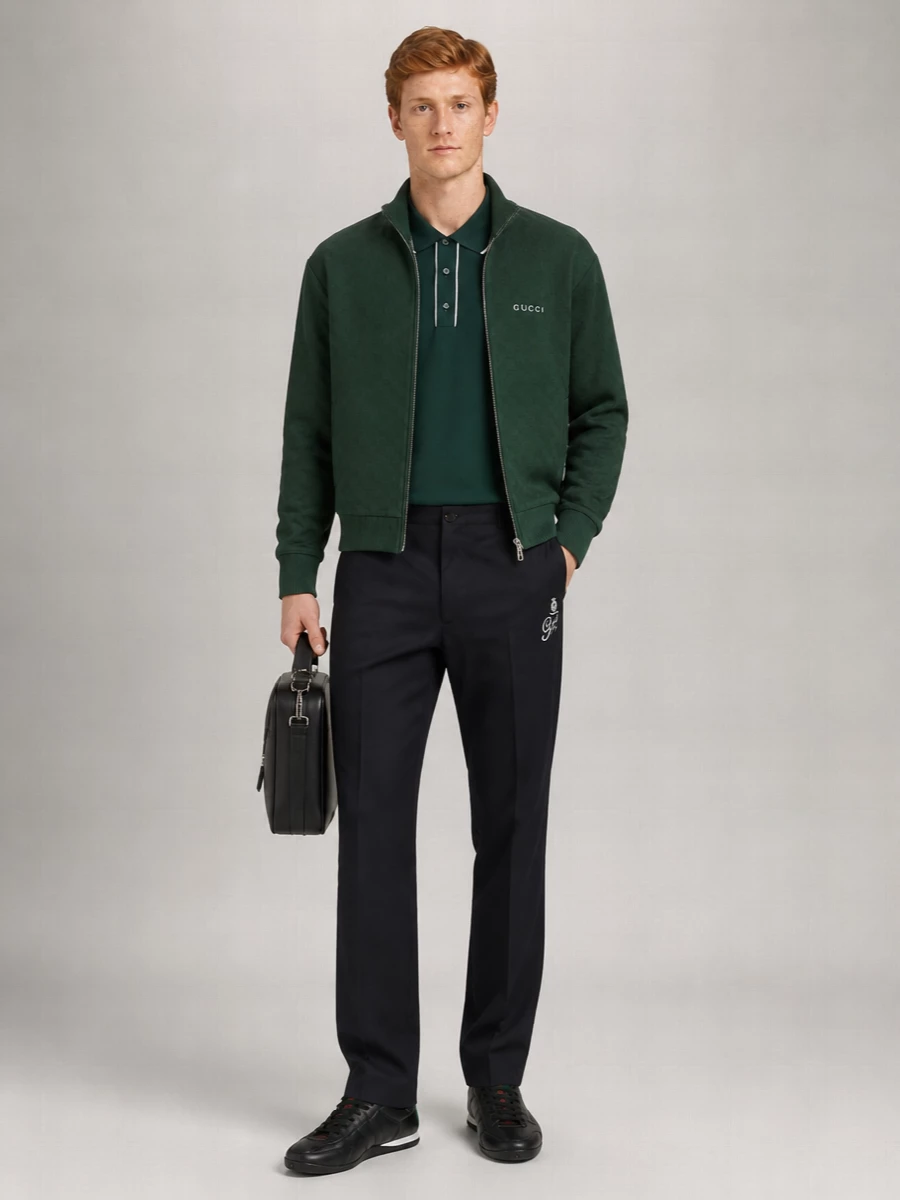 Gucci Technical Jersey Gg Embossed Zip Bomber Jacket