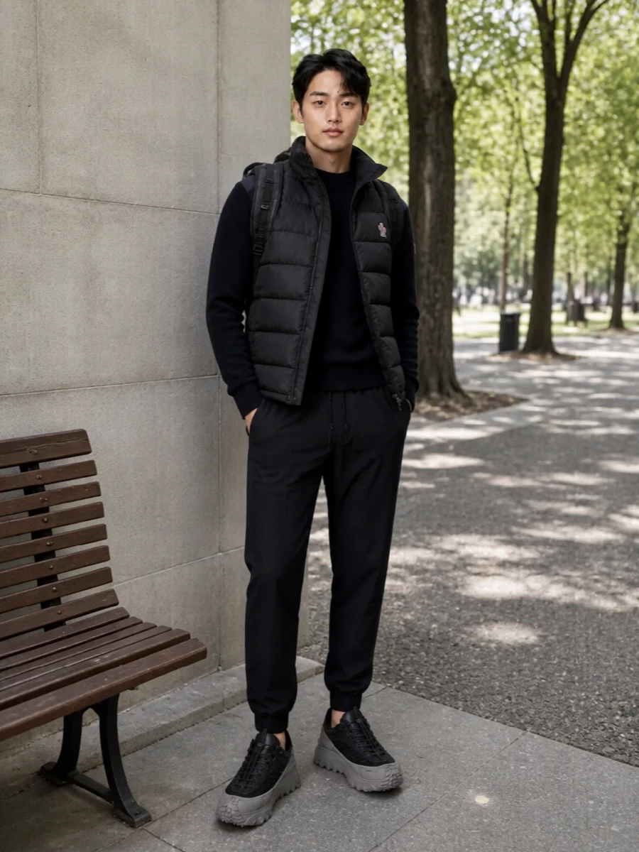 Moncler grenoble gilet technical joggers outfit