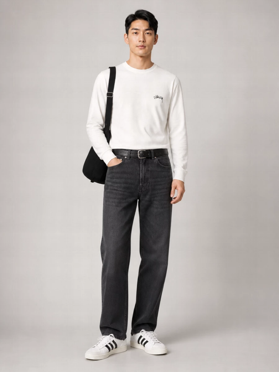 Stüssy Cotton Logo Print Long Sleeve T-Shirt