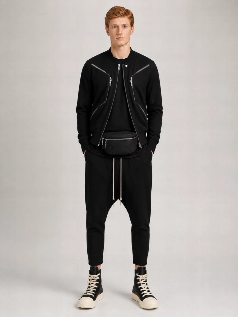 Rick Owens Cotton Canvas Ribbed Regular-Fit Bomber Jacket