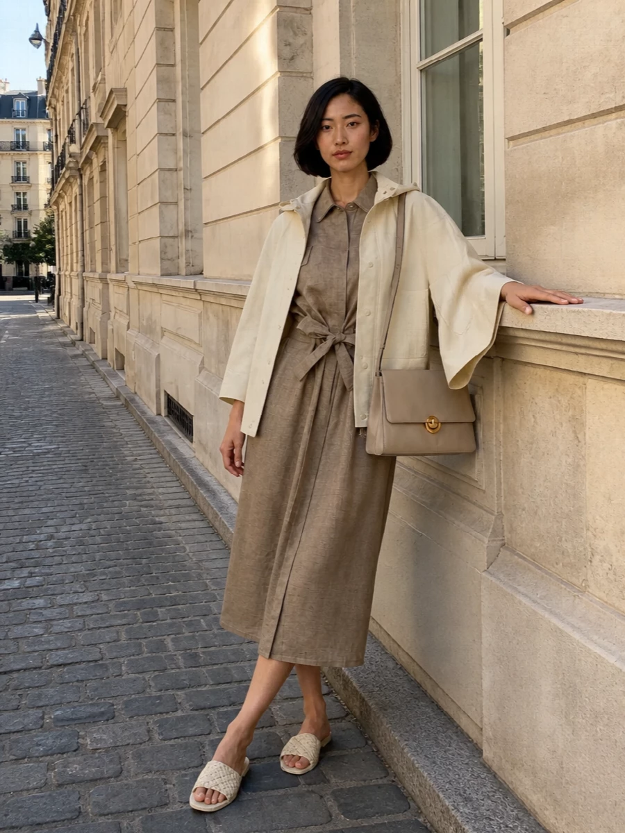 Fabiana filippi cape linen shirt dress outfit