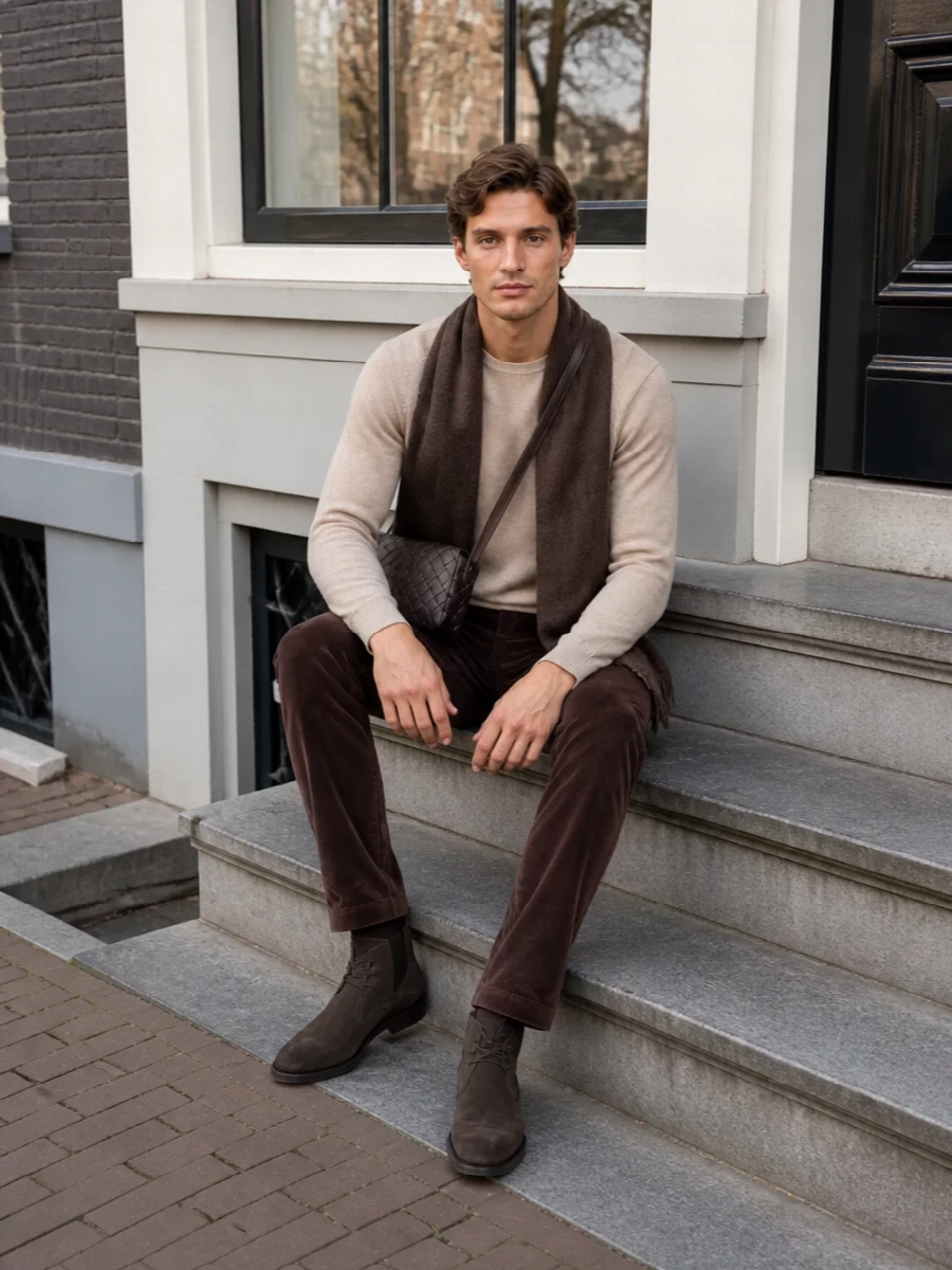 Jacob cohen cords beige sweater chukka boots